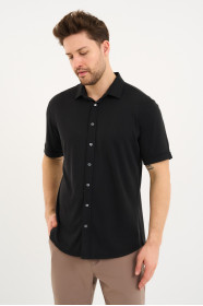 Bosmenti Shirt Collar Short Sleeve - BLACK