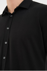 Bosmenti Shirt Collar Short Sleeve - BLACK