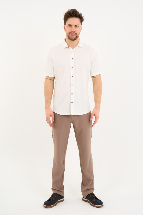 Bosmenti Shirt Collar Short Sleeve - WHITE