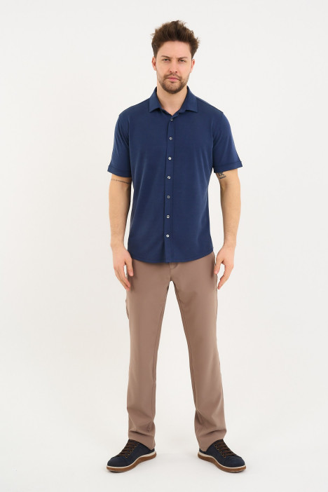 Bosmenti Shirt Collar Short Sleeve - NAVY