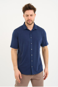 Bosmenti Shirt Collar Short Sleeve - NAVY