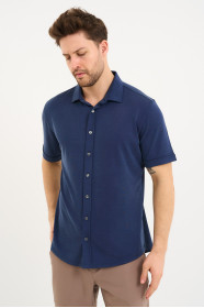Bosmenti Shirt Collar Short Sleeve - NAVY