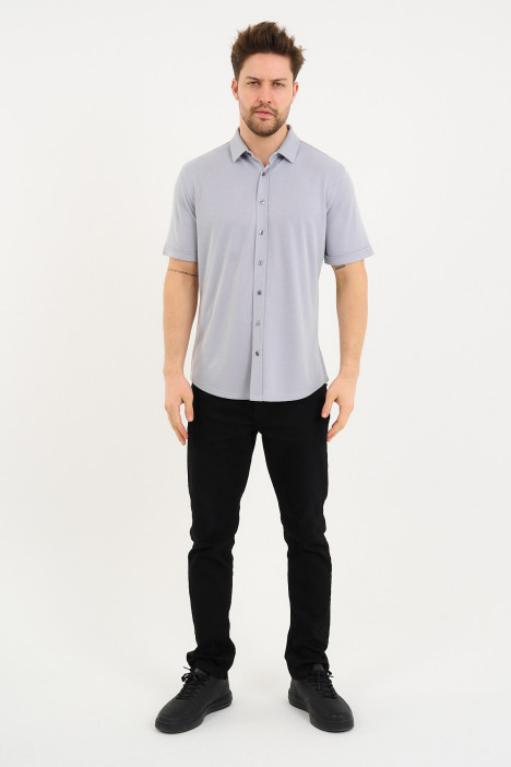 Bosmenti Shirt Collar Short Sleeve - GREY
