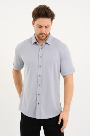 Bosmenti Shirt Collar Short Sleeve - GREY