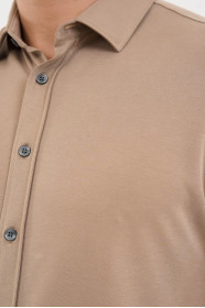 Bosmenti Shirt Collar Short Sleeve - BEIGE