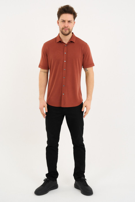 Bosmenti Shirt Collar Short Sleeve - TERRACOTTA