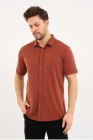 Bosmenti Shirt Collar Short Sleeve - TERRACOTTA