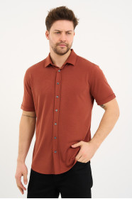 Bosmenti Shirt Collar Short Sleeve - TERRACOTTA
