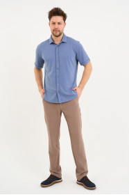 Bosmenti Shirt Collar Short Sleeve - INDIGO