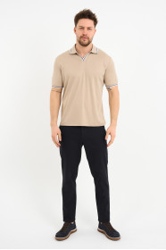 Bosmenti Polo Collar Short Sleeve - BEIGE
