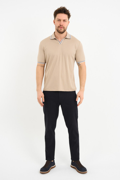 Bosmenti Polo Collar Short Sleeve - BEIGE