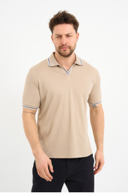 Bosmenti Polo Collar Short Sleeve - BEIGE