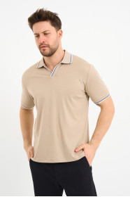 Bosmenti Polo Collar Short Sleeve - BEIGE