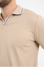 Bosmenti Polo Collar Short Sleeve - BEIGE