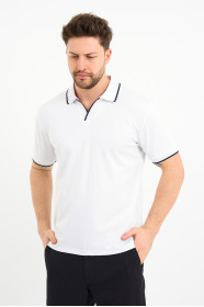 Bosmenti Polo Collar Short Sleeve - WHITE-NAVY