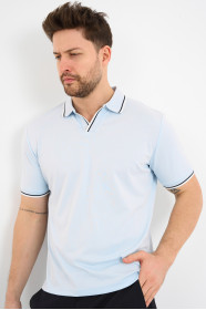 Bosmenti Polo Collar Short Sleeve - BLUE-NAVY