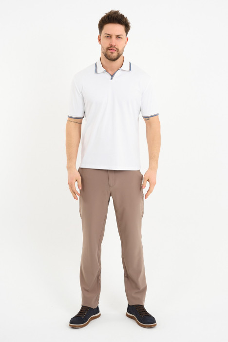Bosmenti Polo Collar Short Sleeve - WHITE-MINK