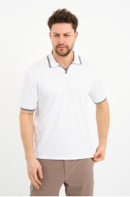 Bosmenti Polo Collar Short Sleeve - WHITE-MINK