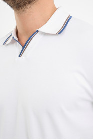 Bosmenti Polo Collar Short Sleeve - WHITE-MINK