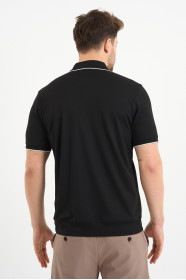 Bosmenti Zip Polo Collar Short Sleeve - BLACK