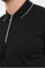 Bosmenti Zip Polo Collar Short Sleeve - BLACK