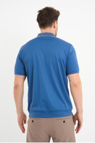 Bosmenti Zip Polo Collar Short Sleeve - INDIGO