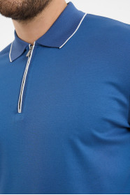 Bosmenti Zip Polo Collar Short Sleeve - INDIGO