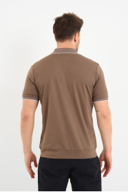 Bosmenti Zip Polo Collar Short Sleeve - MINK