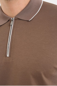 Bosmenti Zip Polo Collar Short Sleeve - MINK