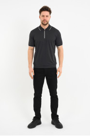 Bosmenti Zip Polo Collar Short Sleeve - DARK PURPLE