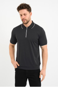 Bosmenti Zip Polo Collar Short Sleeve - DARK PURPLE