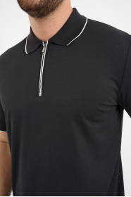 Bosmenti Zip Polo Collar Short Sleeve - DARK PURPLE