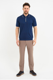 Bosmenti Zip Polo Collar Short Sleeve - MARINE