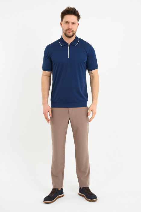 Bosmenti Zip Polo Collar Short Sleeve - MARINE