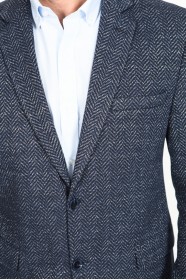 HERRINGBONE PATTERNED REGULAR FIT BLAZER. BLUE