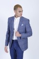 NAVY BLUE COLOR REGULAR-FİT BLAZER İN CHECKED AND MİCRO-PATTERNED WOOL.