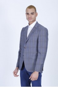 GREY COLOR REGULAR-FİT BLAZER İN CHECKED AND MİCRO-PATTERNED WOOL.