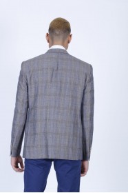 BEIGE COLOR REGULAR-FİT BLAZER İN CHECKED AND MİCRO-PATTERNED WOOL.
