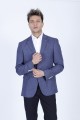 ICE NAVY BLUE COLOR REGULAR-FİT BLAZER İN MİCRO-PATTERNED WOOL