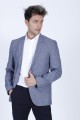 NAVY BLUE COLOR REGULAR-FİT BLAZER İN MİCRO-PATTERNED WOOL