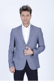 ICE NAVY BLUE COLOR REGULAR-FİT BLAZER İN MİCRO-PATTERNED WOOL