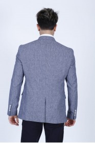 ICE NAVY BLUE COLOR REGULAR-FİT BLAZER İN MİCRO-PATTERNED WOOL