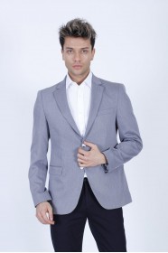 GREY COLOR REGULAR-FİT BLAZER İN MİCRO-PATTERNED WOOL