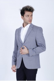GREY COLOR REGULAR-FİT BLAZER İN MİCRO-PATTERNED WOOL