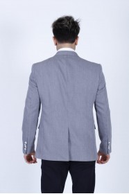 GREY COLOR REGULAR-FİT BLAZER İN MİCRO-PATTERNED WOOL