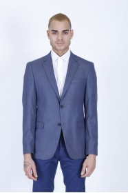 BLUE COLOR REGULAR-FİT BLAZER İN MİCRO-PATTERNED WOOL