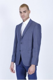 BLUE COLOR REGULAR-FİT BLAZER İN MİCRO-PATTERNED WOOL