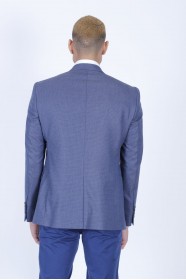 BLUE COLOR REGULAR-FİT BLAZER İN MİCRO-PATTERNED WOOL
