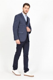 MICRO PATTERNED REGULAR FIT BLAZER. BLUE