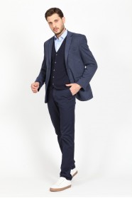MICRO PATTERNED REGULAR FIT BLAZER. BLUE